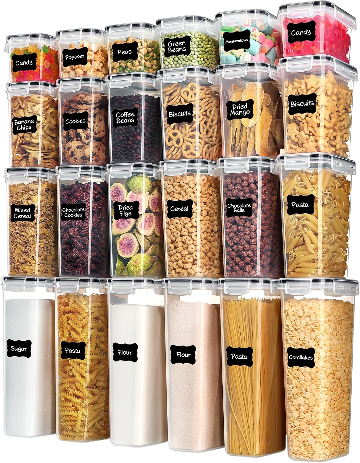 Snacks Food Labels - Vtopmart 밀폐형 식품 보관 용기(뚜껑 포함),