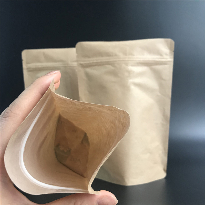 Food Energy Snacks - 50pcs Resealable Doypack 브라운 크래프트 종이