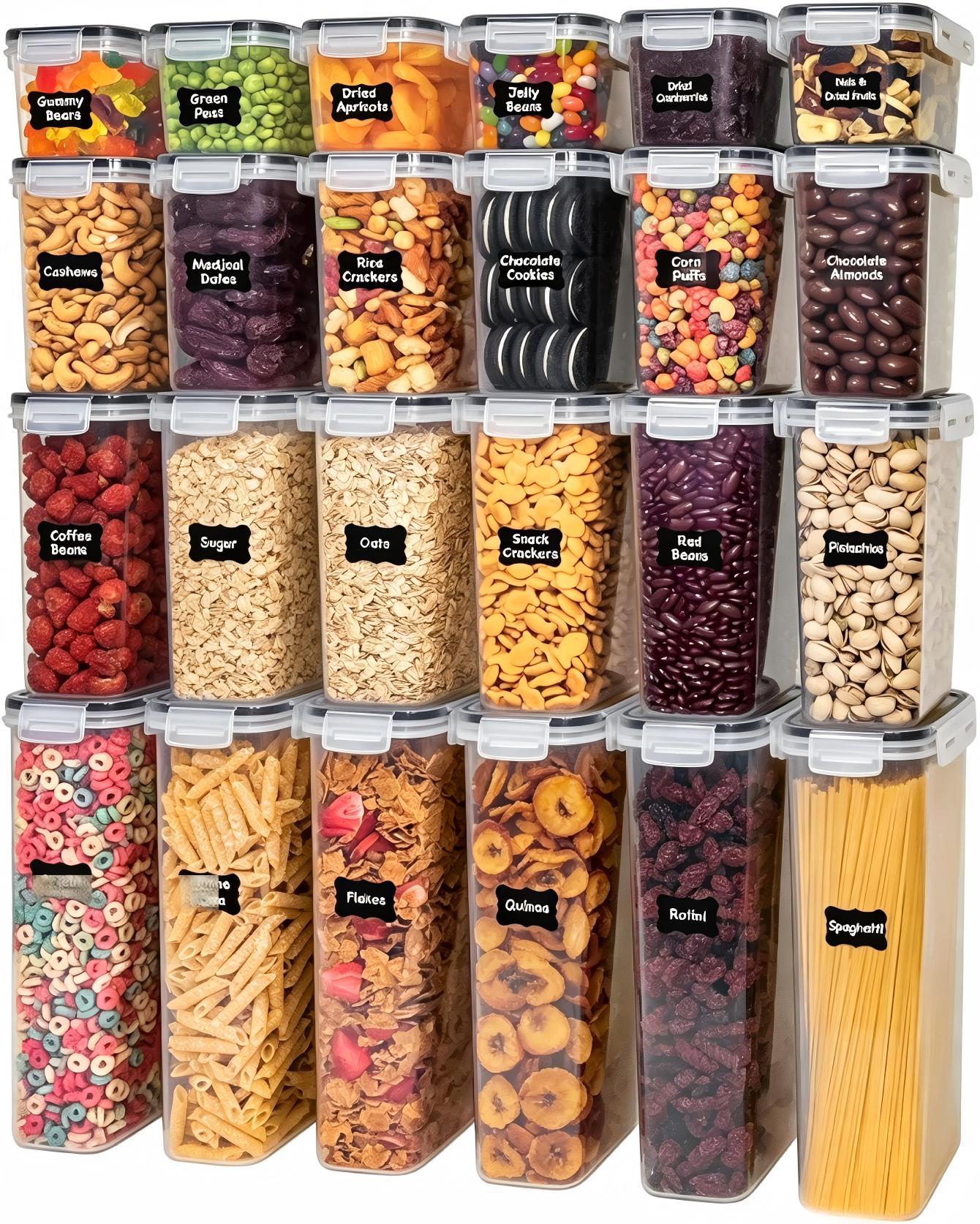 뚜껑이 있는 식품 보관 용기, 24개 세트(다양한 세트 - Snacks Food Labels 리뷰 및 가격