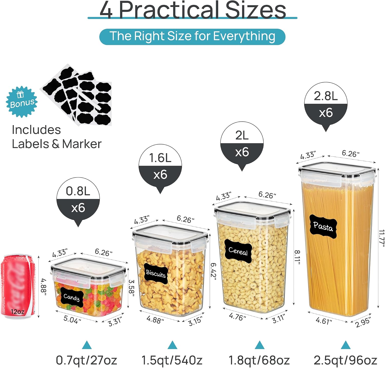 Vtopmart 밀폐형 식품 보관 용기(뚜껑 포함),  - Snacks Food Labels 리뷰 및 가격