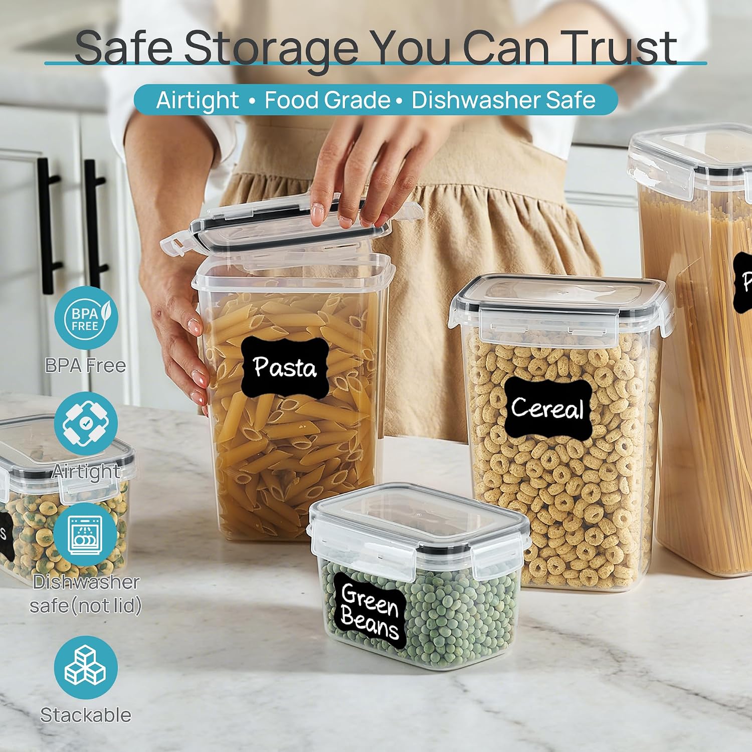 Vtopmart 밀폐형 식품 보관 용기(뚜껑 포함),  - Snacks Food Labels 리뷰 및 가격