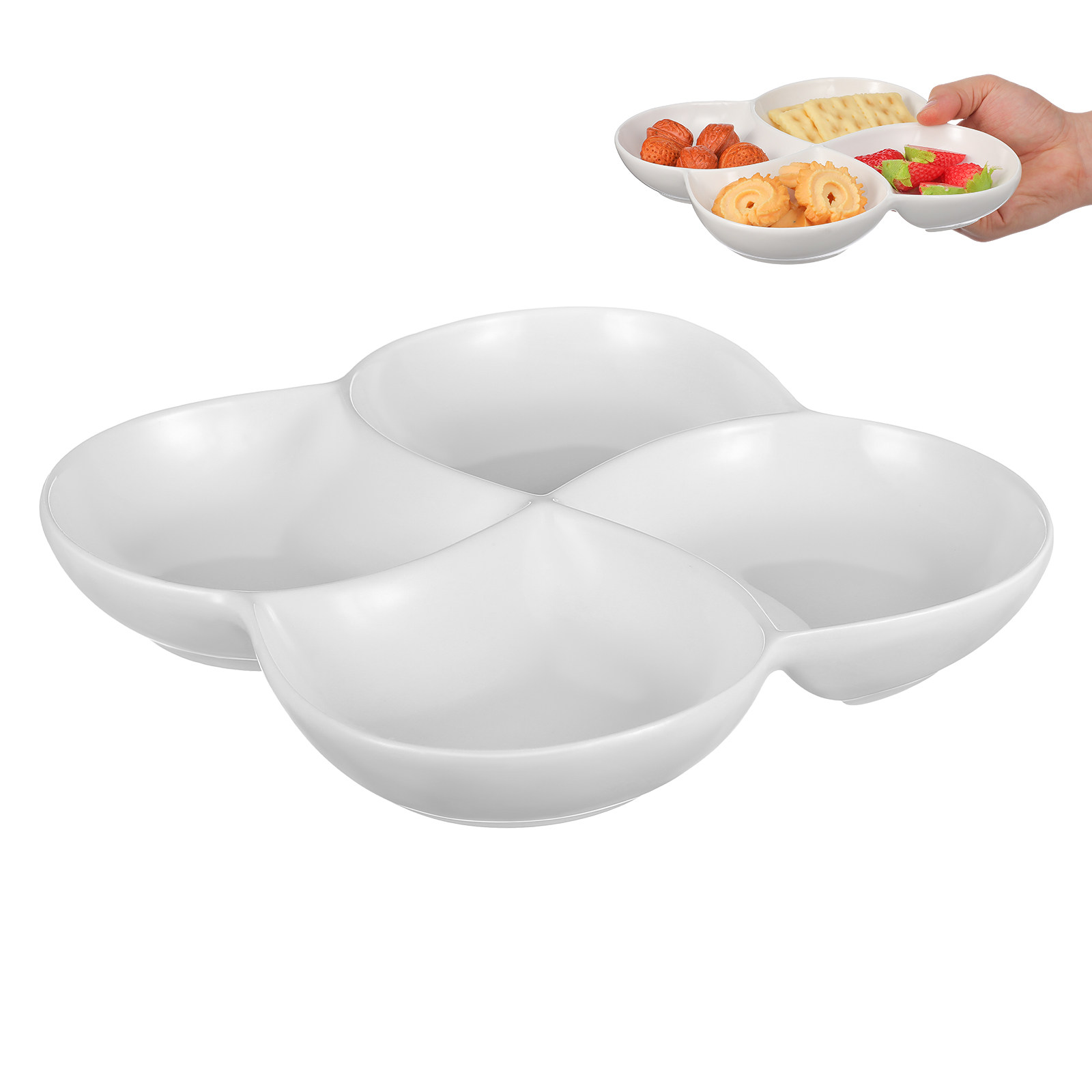세라믹 음식 접시 4칸 서빙 트레이 매끄럽고 세척 가능 - Food Snacks Company 리뷰 및 가격